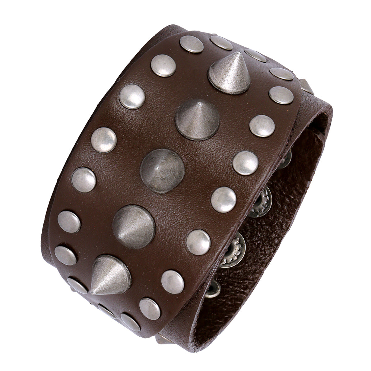 Punk Brown Handcrafted Leather Wrist Band Strap Biker Bracelet Men