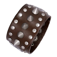 Punk Brown Handcrafted Leather Wrist Band Strap Biker Bracelet Men