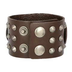 Punk Brown Handcrafted Leather Wrist Band Strap Biker Bracelet Men