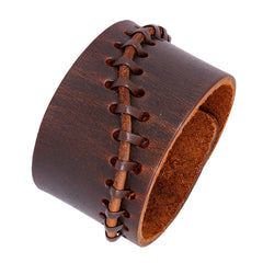 Casual Dark Brown Handcrafted Leather Wrist Band Biker Bracelet Men