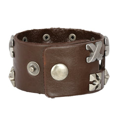Funky Casual Accents Handcrafted Leather Wrist Band Biker Bracelet Men