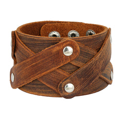 Denim Wear Tan Brown Handcrafted Leather Wrist Band Bracelet Men