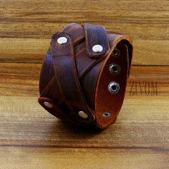 Denim Wear Tan Brown Handcrafted Leather Wrist Band Bracelet Men