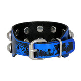 Casual Burnt Blue Black Handcrafted Leather Wrist Band Biker Bracelet