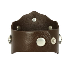 Funky Punk Skull Brown Handcrafted Leather Wrist Band Biker Bracelet