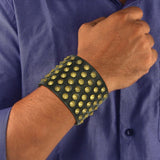 Bronze Disco Casual Black Handcrafted Leather Wrist Band Bracelet Men