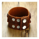 3D Cross Tan Brown Handcrafted Leather Wrist Band Strap Biker Bracelet