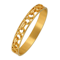 Italian Round 22K Gold Stainless Steel Openable Kada Bracelet Men