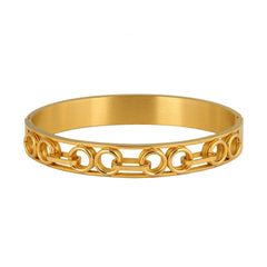Italian Round 22K Gold Stainless Steel Openable Kada Bracelet Men