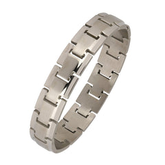 Italian Geometric Silver Stainless Steel Openable Kada Bracelet Men