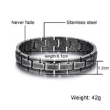 Italian Geometric Black 316L Stainless Steel Openable Bracelet Men