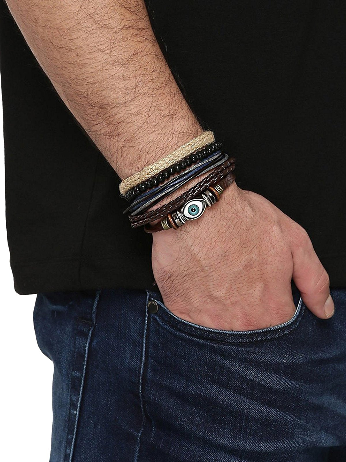 Beads Multi-layer Braided Leather Bracelets Men's Jewelry Charm Bangle  Bracelet | eBay