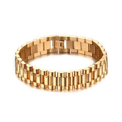 Italian Designer Glossy 18K Gold 316L Stainless Steel Bracelet Men