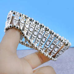Tibetan Tribal Afghani Oxidised German Silver Stretch Bracelet Women