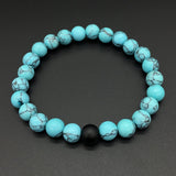 Natural Onyx Turquoise Beads Glossy Black Stretchable Combo Bracelet