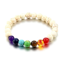 7 Chakra Reiki Healing Yoga Lava Howlite Beads Distance Bracelet