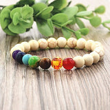 7 Chakra Reiki Healing Yoga Lava Howlite Beads Distance Bracelet