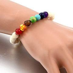 7 Chakra Reiki Healing Yoga Lava Howlite Beads Distance Bracelet
