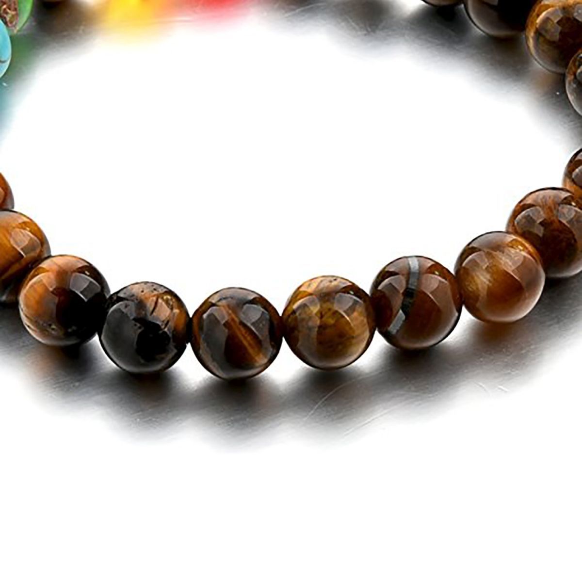 Chakra Reiki Healing Meditation Lava Tiger Eye Beads Distance Bracelet