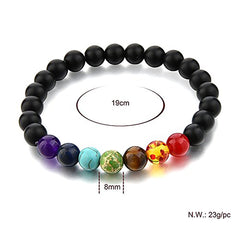 7 Chakra Reiki Healing Yoga Meditation Lava Onyx Beads Bracelet