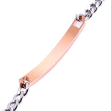 His Queen Glossy Rose Gold Stainless Steel Id Bracelet Girls Women