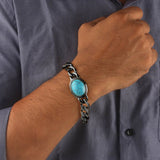 Salman Khan Rope Black Turquoise Black Stainless Steel Bracelet Men