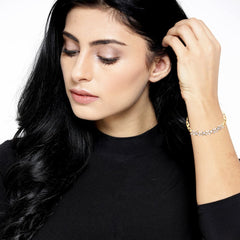 Floral Glossy 18K Gold Crystal American Diamond Bracelet For Women