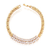 Floral Glossy 18K Gold Crystal American Diamond Brass Bracelet Women