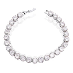 Tennis Glossy Silver Aaa Grade Cz American Diamond Bracelet Women