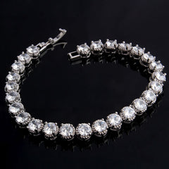 Tennis Glossy Silver Aaa Grade Cz American Diamond Bracelet Women
