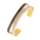 Black Silver Gold Stainless Steel Cuff Kada For Men