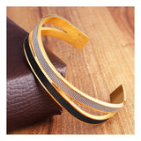 Black Silver Gold Stainless Steel Cuff Kada For Men