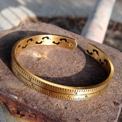 Measurement Scale 18K Gold Stainless Steel Bangle Cuff Kada Men