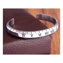 Measure Scale Silver Stainless Steel Bangle Cuff Kada Boys Men