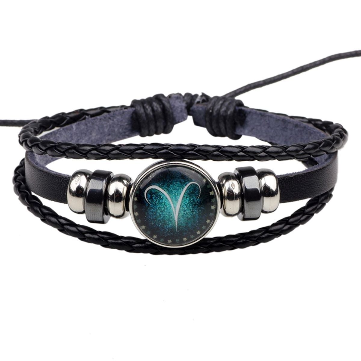 Aries Constellation Zodiac Star Sign Leather Wrist Band Bracelet