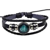 Leo Constellation Zodiac Star Sign Leather Wrist Band Bracelet