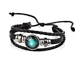 Sagittarius Constellation Zodiac Star Sign Leather Wristband Bracelet