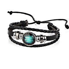 Scorpio Constellation Zodiac Star Sign Leather Wrist Band Bracelet
