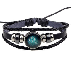 Scorpio Constellation Zodiac Star Sign Leather Wrist Band Bracelet