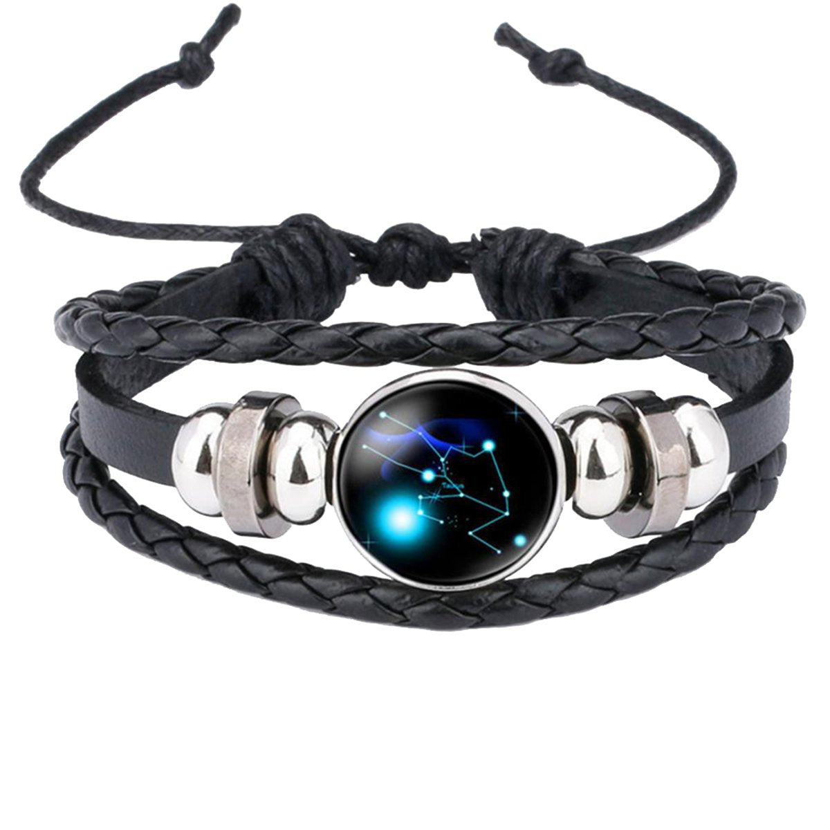 Taurus Constellation Zodiac Star Leather Wrist Band Strand Bracelet
