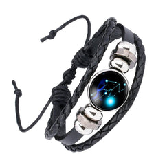 Taurus Constellation Zodiac Star Leather Wrist Band Strand Bracelet