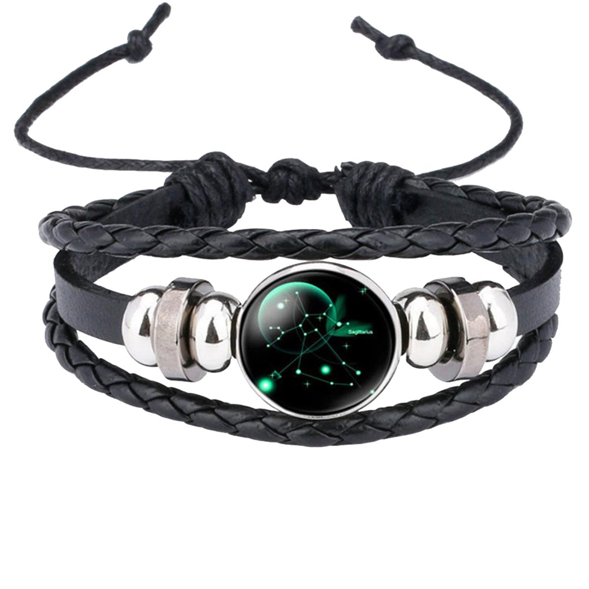 Sagittarius Constellation Zodiac Star Leather Wrist Band Bracelet