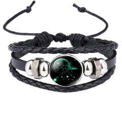 Sagittarius Constellation Zodiac Star Leather Wrist Band Bracelet