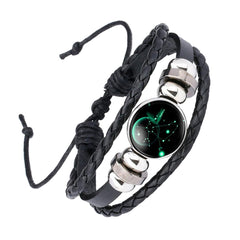 Sagittarius Constellation Zodiac Star Leather Wrist Band Bracelet