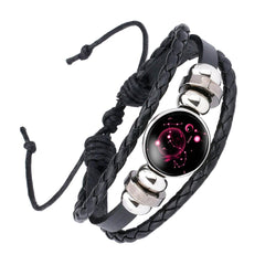 Scorpio Constellation Zodiac Star Leather Wrist Band Strand Bracelet