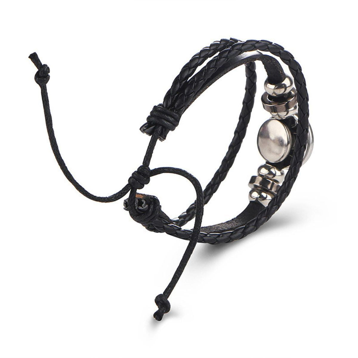 Leo Constellation Zodiac Star Leather Wrist Band Strand Bracelet