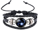 Capricon Constellation Zodiac Star Leather Wrist Band Bracelet