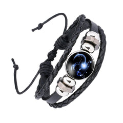 Capricon Constellation Zodiac Star Leather Wrist Band Bracelet