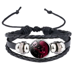Virgo Constellation Zodiac Star Leather Wrist Band Strand Bracelet