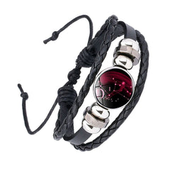 Virgo Constellation Zodiac Star Leather Wrist Band Strand Bracelet